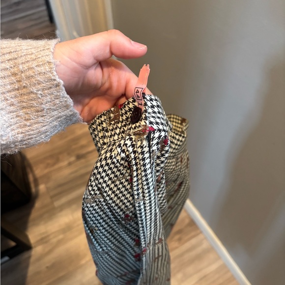 Talbots Black-and-White Gingham Maxi Skirt with Red Floral Motif and horses!! - Picture 4 of 4